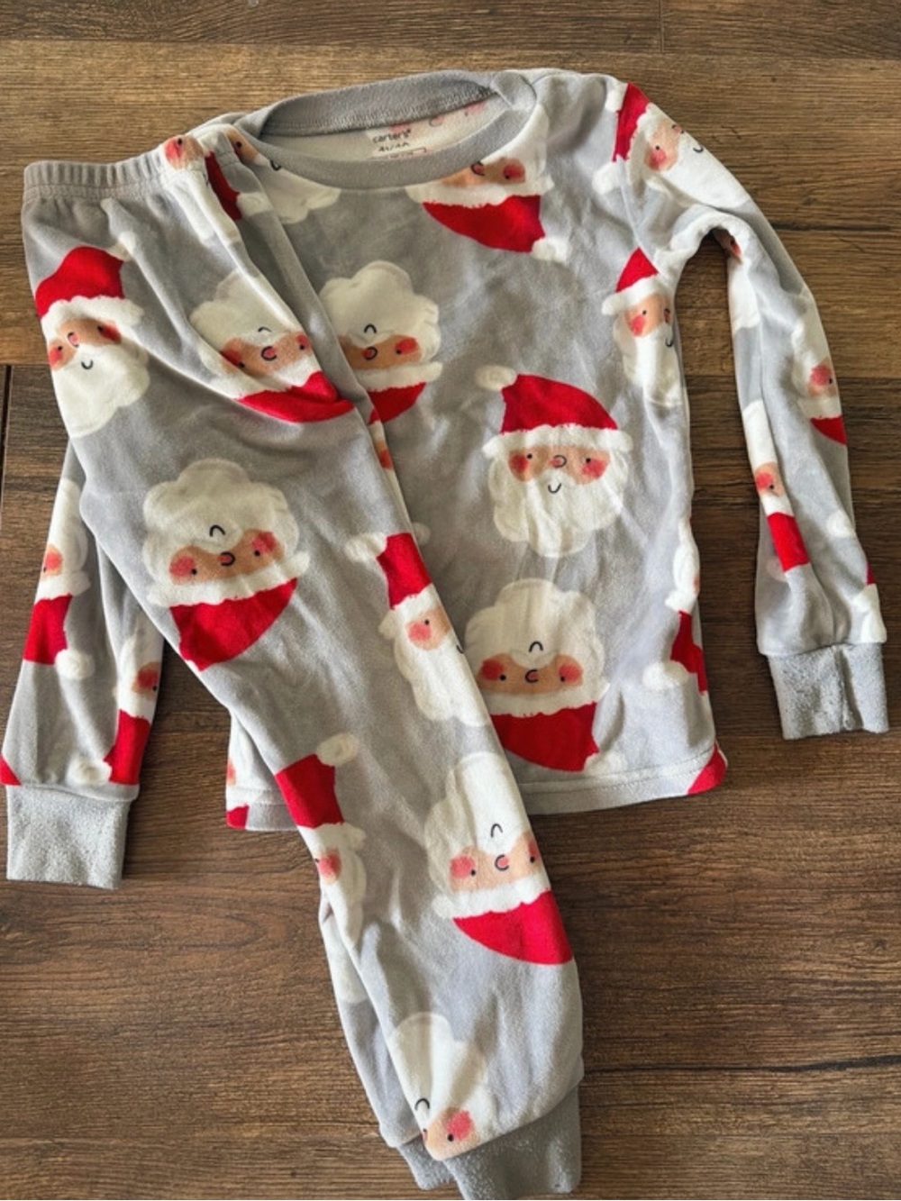 Carter's Gray & Red Santa Fleece Pajama Set for Kids